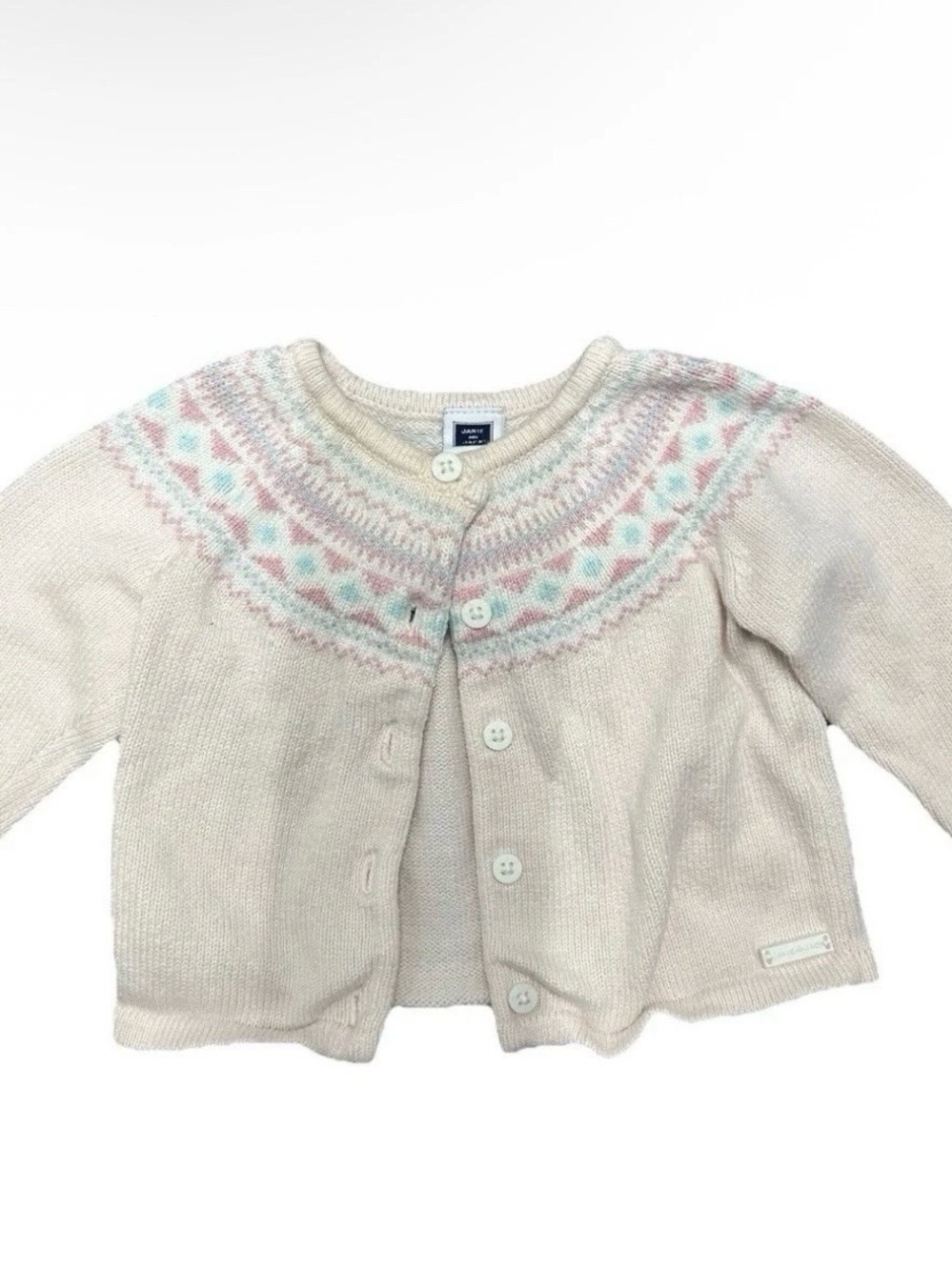 Janie And Jack Baby Girl Pink Fair Isle Cardigan Size 3-6 Months